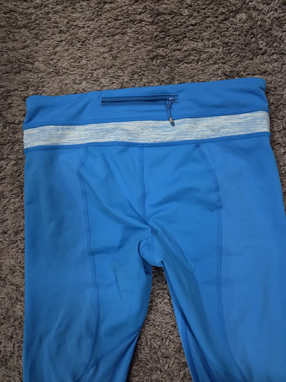 lululemon athletica Bright Blue Swim Tights with Light Gray Waistband